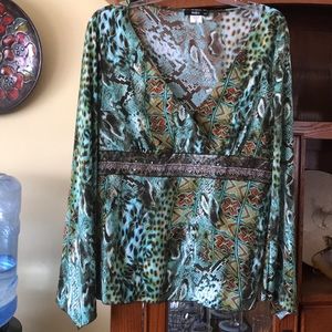 Women’s Top.  Beautiful neckline.  Multi colors